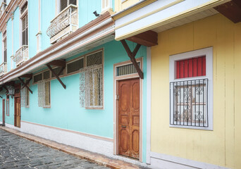 Street view of a colorful facade, Guayaquil, Ecuador.