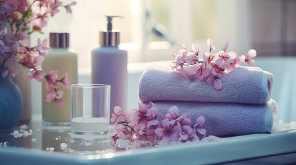 Obraz na płótnie Canvas spa still life with lavender and towel