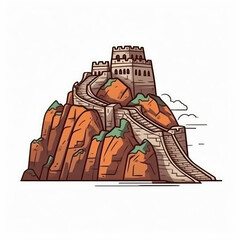 Illustration of a drawing of the great wall of china. Generative AI.