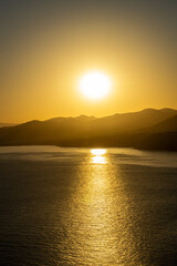 Sunset over Mediterranean sea from Cerro Gordo. La Herradura, Andulasia, Southern Spain