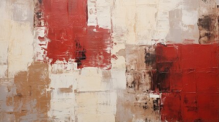 Abstract oil painting on canvas. Paint spots. Smears of paint red shades created with Generative AI technology.