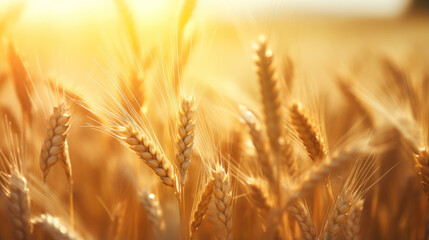 épi de blé mûr dans un champ en plein soleil juste avant la moisson