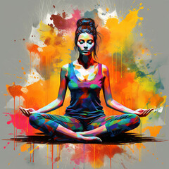 art portrait of a young girl doing yoga