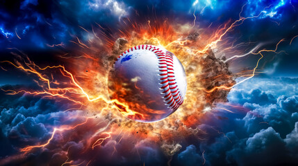 baseball on fire, energy and movement of the game