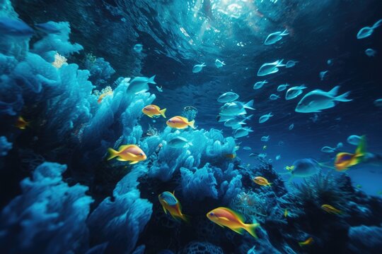 Picture showing the color blue underwater