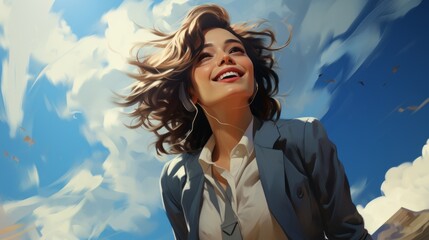 a woman enjoying life and laughing