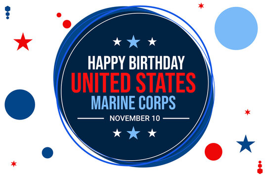 US. Happy Birthday the United States Marine Corps Wallpaper with stars and traditional circle design. Marine corps birthday backdrop