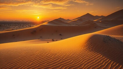 Fototapeta na wymiar Sunset in the desert, sand dune