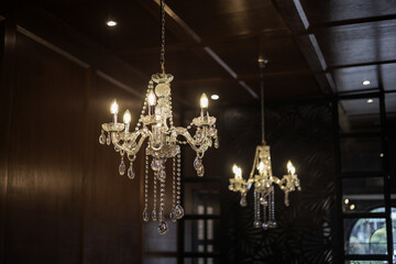 Old Chandelier Classic Vintage Interior . The Luxury Vintage Crystal Lamp Castle Hanging From the Brick Ceiling