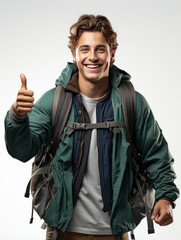 Fototapeta premium A happy young student on transparent white background