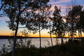 Beautiful Sunset Over Mackenzie River, Northwest Territories, Canada