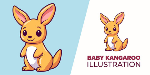 Charming Baby Kangaroo Cartoon: Delightful Nature Icon Vector Illustration