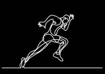 Fototapeta na wymiar continuous line drawing vector illustration with FULLY EDITABLE STROKE of people exercising doing fitness sport activities as a concept of wellbeing and healthy lifestyle