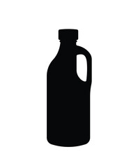 Glass water bottle with handle silhouette, glassware Juice water limonade bottle icon
