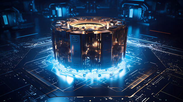 Enter the quantum domain of exponential computation and cryptographic supremacy as you traverse the inner chambers of a futuristic quantum computer, an ode to technological advancement