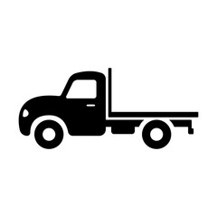 Pickup truck icon. Black silhouette. Side view. Vector simple flat graphic illustration. Isolated object on a white background. Isolate.