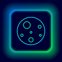 Glowing neon line Planet Mars icon isolated on black background. Colorful outline concept. Vector