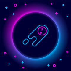 Glowing neon line Comet falling down fast icon isolated on black background. Colorful outline concept. Vector