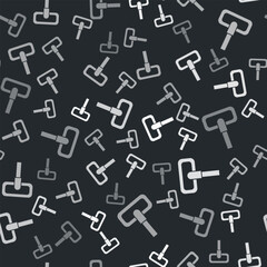 Fototapeta na wymiar Grey Mop icon isolated seamless pattern on black background. Cleaning service concept. Vector Illustration