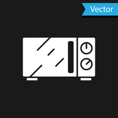 White Microwave oven icon isolated on black background. Home appliances icon. Vector