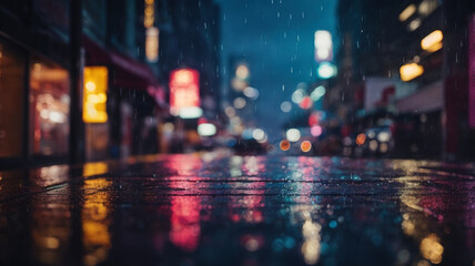 Fototapeta premium rainy street neon light
