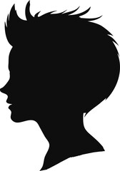 Woman head silhouette, face profile, vignette. Hand drawn vector illustration, isolated on white background. Design for invitation, greeting card, vintage style