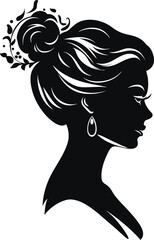 vector black and white illustration of a beautiful female face formed by a shadow. useful for advertising products for women, beauty salons, decorative and care cosmetics, logo, print, poster, design
