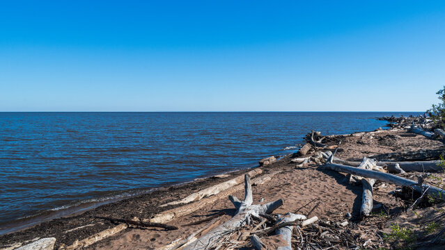 Calm Summer Afternoon at Shore of Great Slave Lake, Hay River, Northwest Territories, Canada
