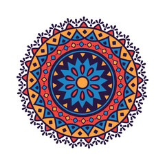Floral hand drawn mandala colorful ornament.