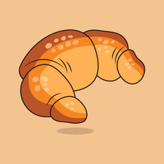 Croissant flat icon with shadow.