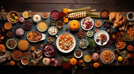 A table filled with lots of different types of food