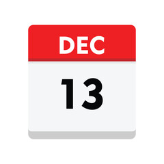 calender icon, 13 december icon with white background	