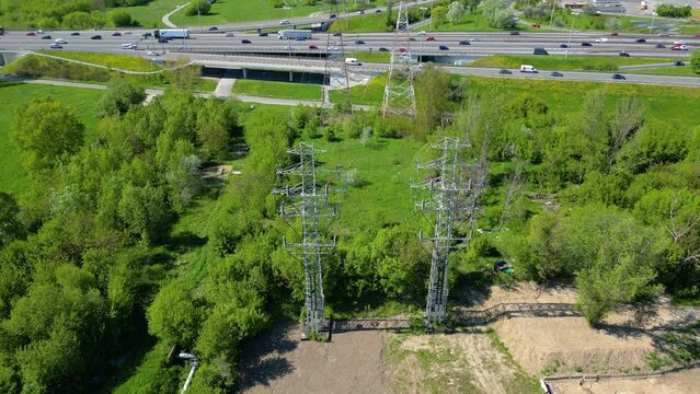 Drone aerial footage of Industrial Power plant in Eastern Europe. Coal and natural gas electricity generation installation. 4K quality.