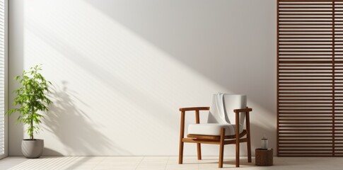 Fototapeta premium The vibrant colors of the chair, window, and houseplant brighten up the room, creating a cozy and inviting atmosphere that invites visitors to relax and appreciate the unique design of the furniture 