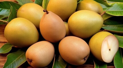 Manilkara zapota, sapota chikoo chico, naseberry, and nispero are among the fruits. The sapodilla is a tropical fruit that grows on evergreen trees and has a sweet taste.