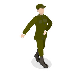 3D Isometric Flat Vector Set of Soldiers in Uniform, Military People. Item 5