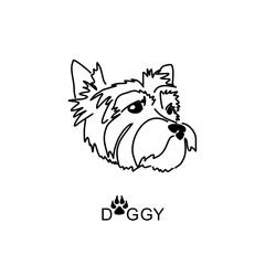 Dog logo. Yorkshire Terrier icon black and white