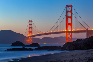 Golden Gate Bridge at night,.San Francisco.California,USA