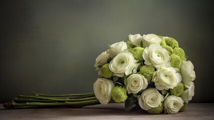 Gorgeous bouquet of white roses and green hydrangeas. Floral background. A romantic gift to your...