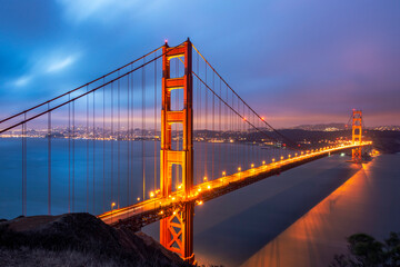Golden Gate Bridge at night,.San Francisco.California,USA