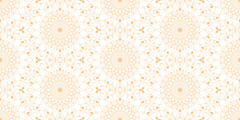 Seamless decorative mandala vector pattern on white background. Prints on fabric and paper. Decorative drawing.