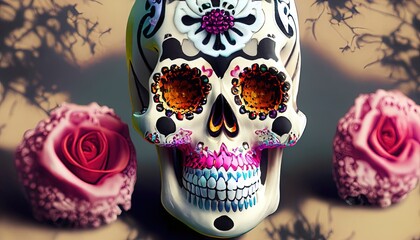 Dead day party, sugar skull or halloween holiday 2023