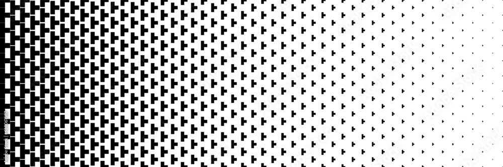 Poster horizontal black halftone of T junction design for pattern and background.
