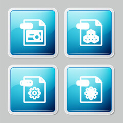 Set line BMP file document, 3DS, DLL and MAX icon. Vector