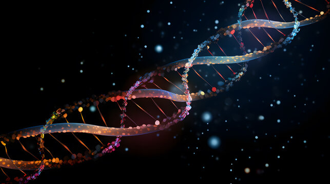 Innovative Generative AI-Generated 3D Graphic: DNA Double Helix in Striking Detail