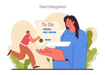Delegation skill. Effective task sharing or work optimization. Team leader