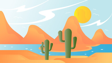 landscape with sand and cactus