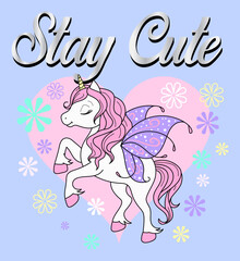 cute unicorn graphic with heart