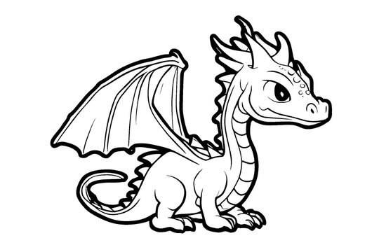 sticker illustration of a cartoon dragon, generative ai	