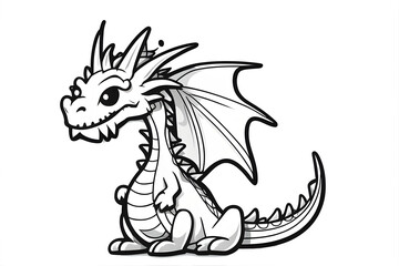 sticker illustration of a cartoon dragon, generative ai	